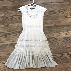 Gray sweater dress with knit pattern details